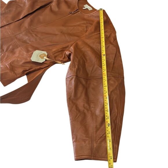 RyeGrass Burnt Brick Zip Up Front Tie Leather Jacket Size 1X NWT - Picture 5 of 10